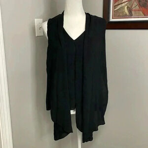 Diane Von Furstenberg Black Dressy Top Blouse Sleeveless Size Medium DVF